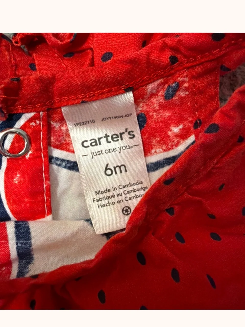 Carter's Watermelon Print Romper - Red & White